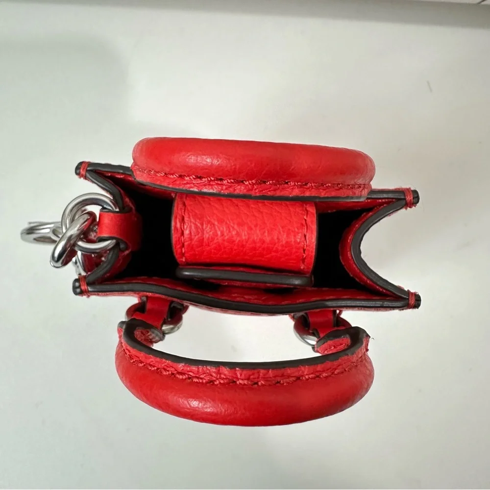 Coach North/South Mini Tote Bag Charm CU280 in SV/ Miami Red